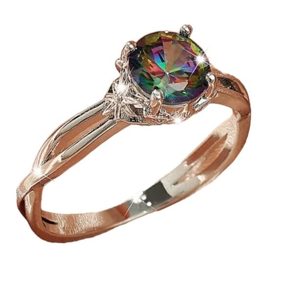 Multi Colors Zirconia Gemstone Ring Size 8 - Picture 2 of 16